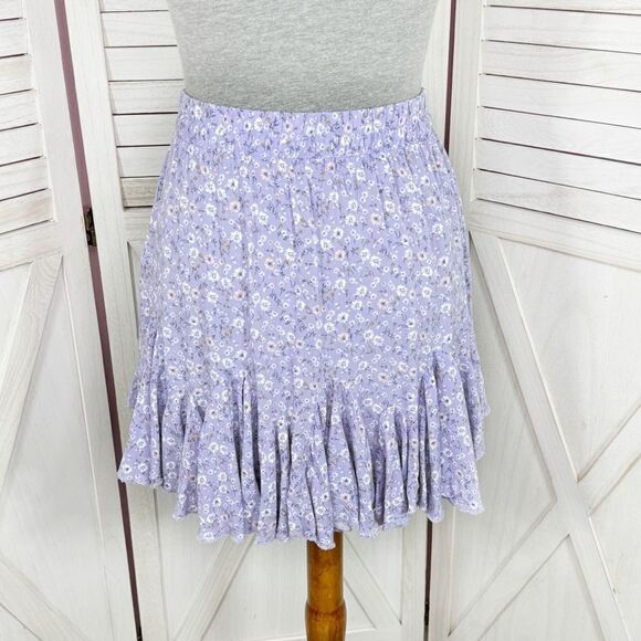 Aeropostale Y2K Floral Tie Waist Flippy Mini Skirt Purple Small - Picture 5 of 13